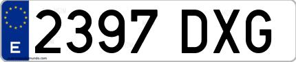 Ejemplo de matrícula de coche ordinaria 2397 DXG