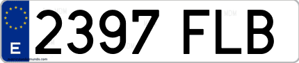 Ejemplo de matrícula de coche ordinaria 2397 FLB