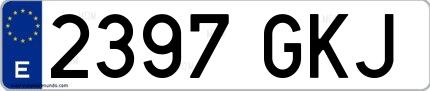 Ejemplo de matrícula española 2397 GKJ