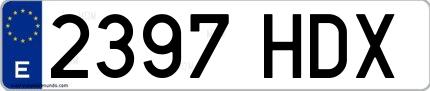 Ejemplo de matrícula española 2397 HDX