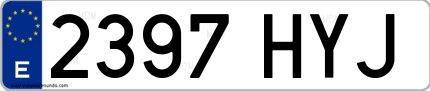 Ejemplo de matrícula española 2397 HYJ