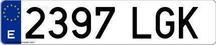 Ejemplo de matrícula española 2397 LGK