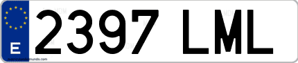 Ejemplo de matrícula de coche ordinaria 2397 LML