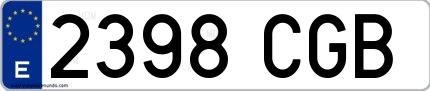 Ejemplo de matrícula española 2398 CGB