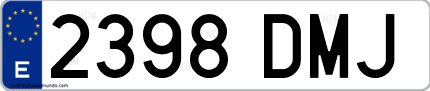 Ejemplo de matrícula de coche ordinaria 2398 DMJ