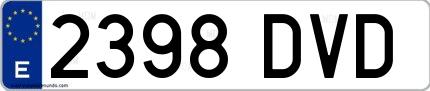 Ejemplo de matrícula española 2398 DVD