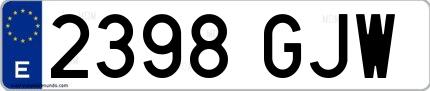 Ejemplo de matrícula española 2398 GJW