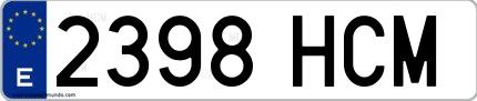 Ejemplo de matrícula española 2398 HCM