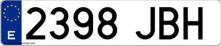 Ejemplo de matrícula española 2398 JBH