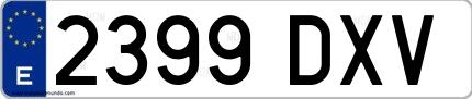 Ejemplo de matrícula española 2399 DXV