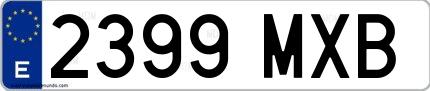 Ejemplo de matrícula española 2399 MXB