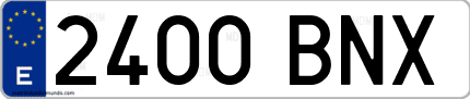 Ejemplo de matrícula de coche ordinaria 2400 BNX