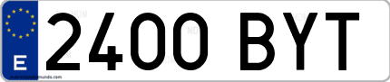 Ejemplo de matrícula de coche ordinaria 2400 BYT