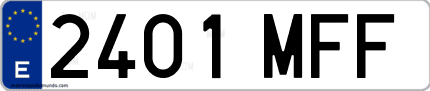 Ejemplo de matrícula de coche ordinaria 2401 MFF