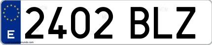 Ejemplo de matrícula española 2402 BLZ