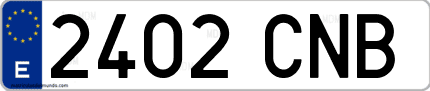 Ejemplo de matrícula de coche ordinaria 2402 CNB