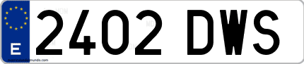 Ejemplo de matrícula de coche ordinaria 2402 DWS
