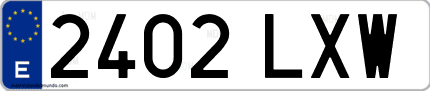 Ejemplo de matrícula de coche ordinaria 2402 LXW