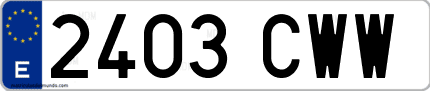 Ejemplo de matrícula de coche ordinaria 2403 CWW
