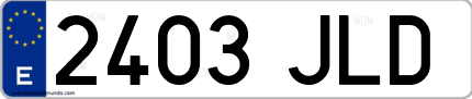 Ejemplo de matrícula de coche ordinaria 2403 JLD