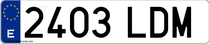 Ejemplo de matrícula de coche ordinaria 2403 LDM