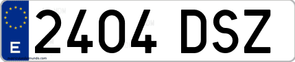 Ejemplo de matrícula de coche ordinaria 2404 DSZ