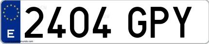 Ejemplo de matrícula española 2404 GPY