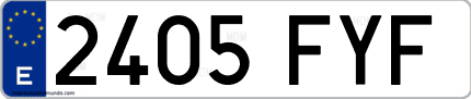 Ejemplo de matrícula de coche ordinaria 2405 FYF