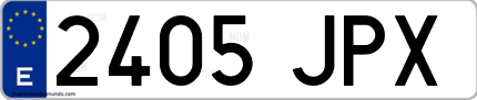 Ejemplo de matrícula de coche ordinaria 2405 JPX
