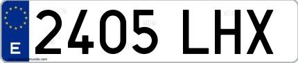 Ejemplo de matrícula española 2405 LHX