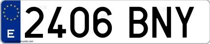 Ejemplo de matrícula española 2406 BNY