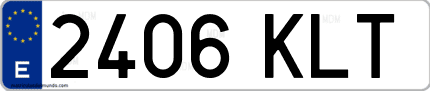 Ejemplo de matrícula de coche ordinaria 2406 KLT