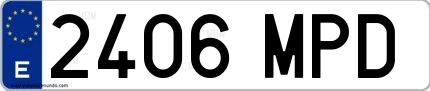 Ejemplo de matrícula española 2406 MPD