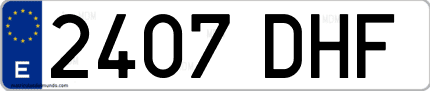 Ejemplo de matrícula de coche ordinaria 2407 DHF