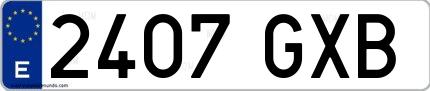 Ejemplo de matrícula española 2407 GXB