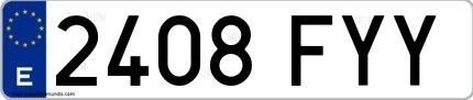 Ejemplo de matrícula española 2408 FYY