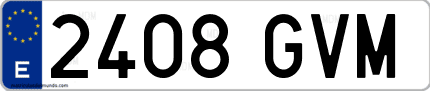 Ejemplo de matrícula de coche ordinaria 2408 GVM