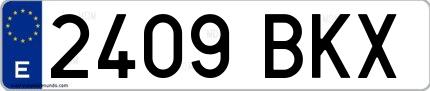Ejemplo de matrícula española 2409 BKX