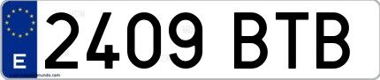 Ejemplo de matrícula española 2409 BTB