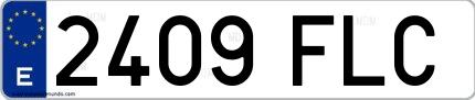 Ejemplo de matrícula española 2409 FLC