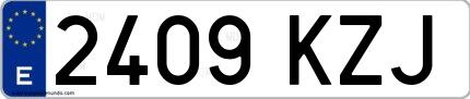 Ejemplo de matrícula española 2409 KZJ