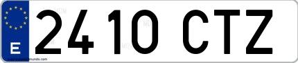 Ejemplo de matrícula española 2410 CTZ