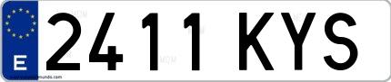 Ejemplo de matrícula española 2411 KYS