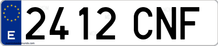 Ejemplo de matrícula de coche ordinaria 2412 CNF