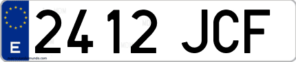 Ejemplo de matrícula de coche ordinaria 2412 JCF