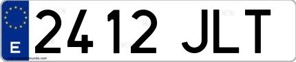 Ejemplo de matrícula española 2412 JLT