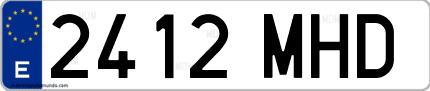 Ejemplo de matrícula de coche ordinaria 2412 MHD