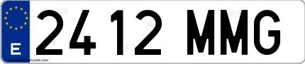 Ejemplo de matrícula española 2412 MMG