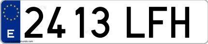 Ejemplo de matrícula española 2413 LFH