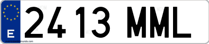 Ejemplo de matrícula de coche ordinaria 2413 MML